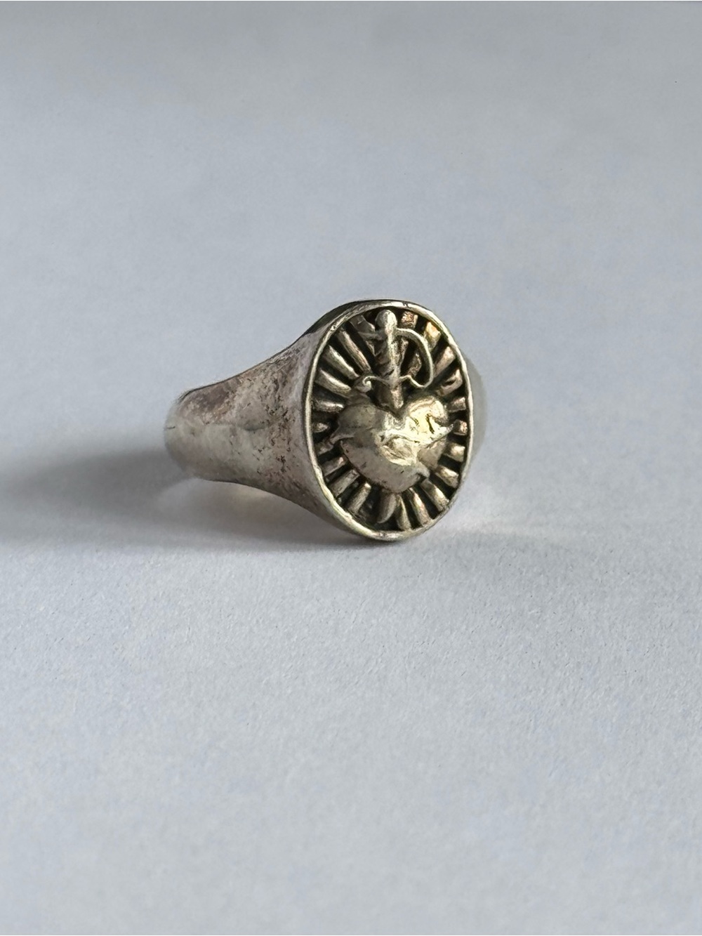Clocks and Colours: Bleeding Heart Sterling Silver Ring: Etah Love Size 4